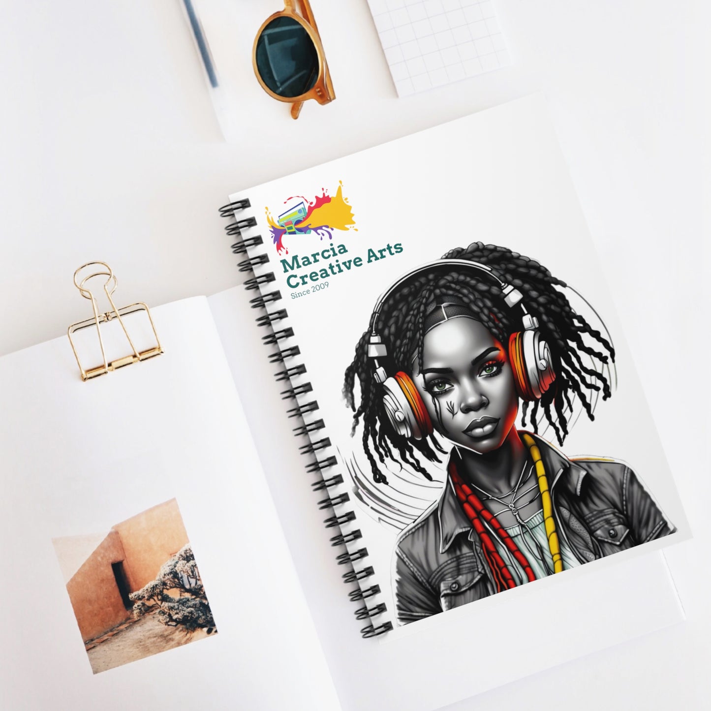 Spiral Notebook  Rasta Girl Cover Design - Ruled Line