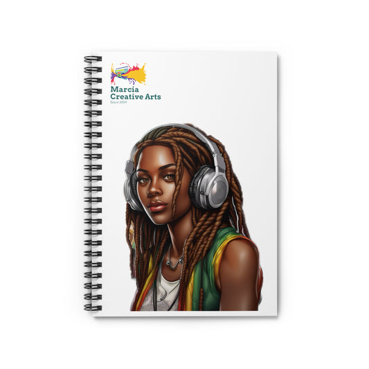 Spiral Notebook - Ruled Lines Young Rasta Woman Motif Design