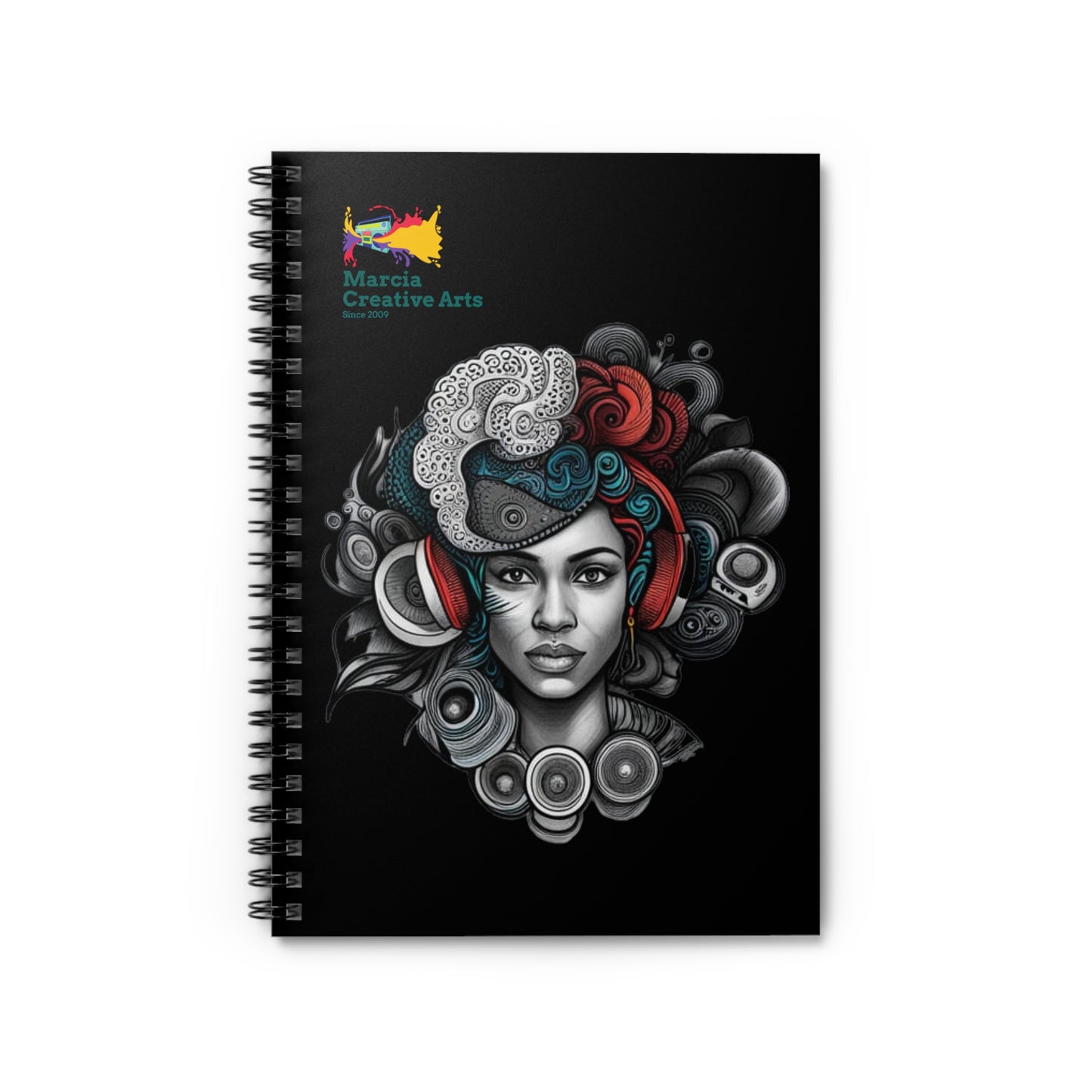 Spiral Notebook - Ruled Line Music Goddess Black Cover