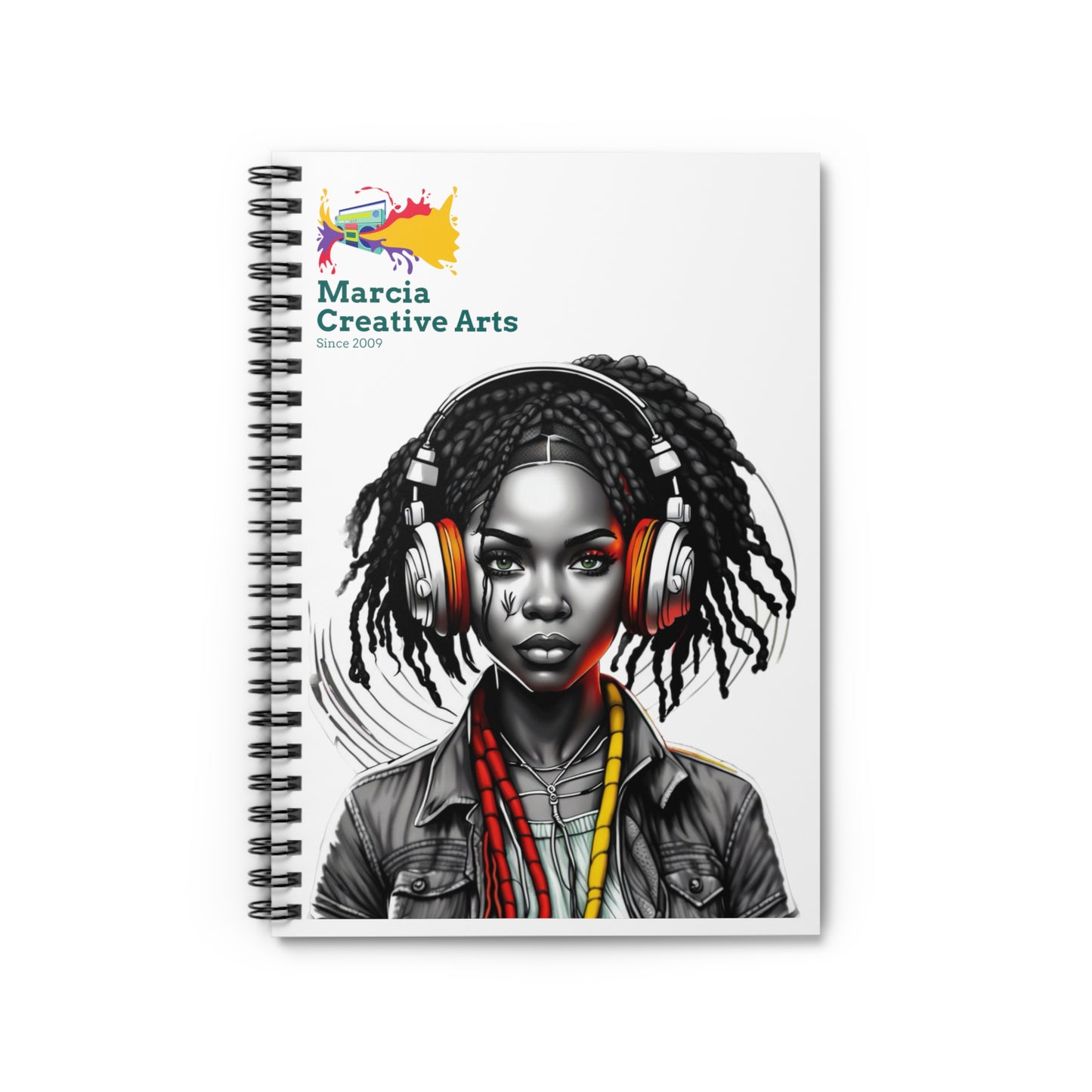 Spiral Notebook  Rasta Girl Cover Design - Ruled Line