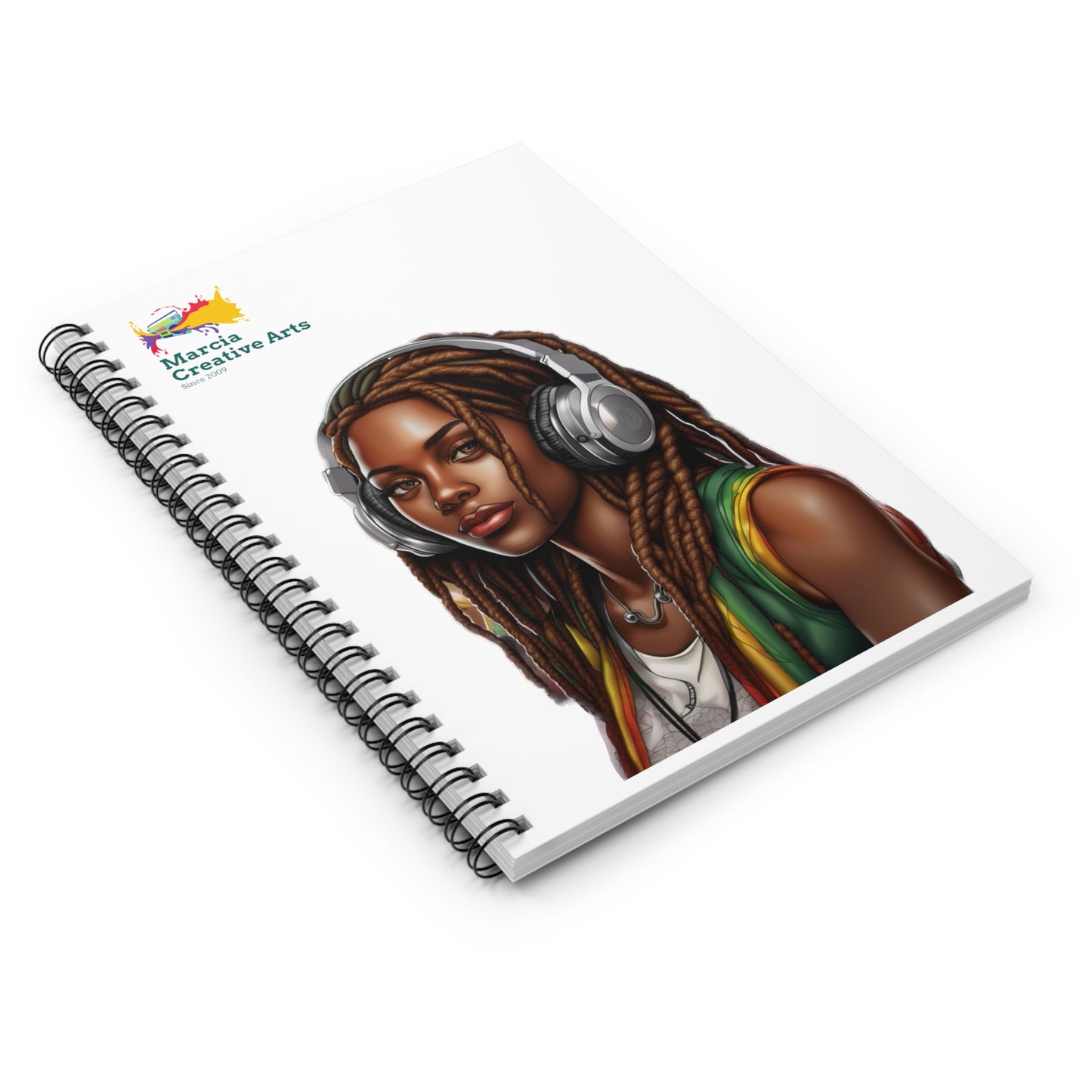 Spiral Notebook - Ruled Lines Young Rasta Woman Motif Design