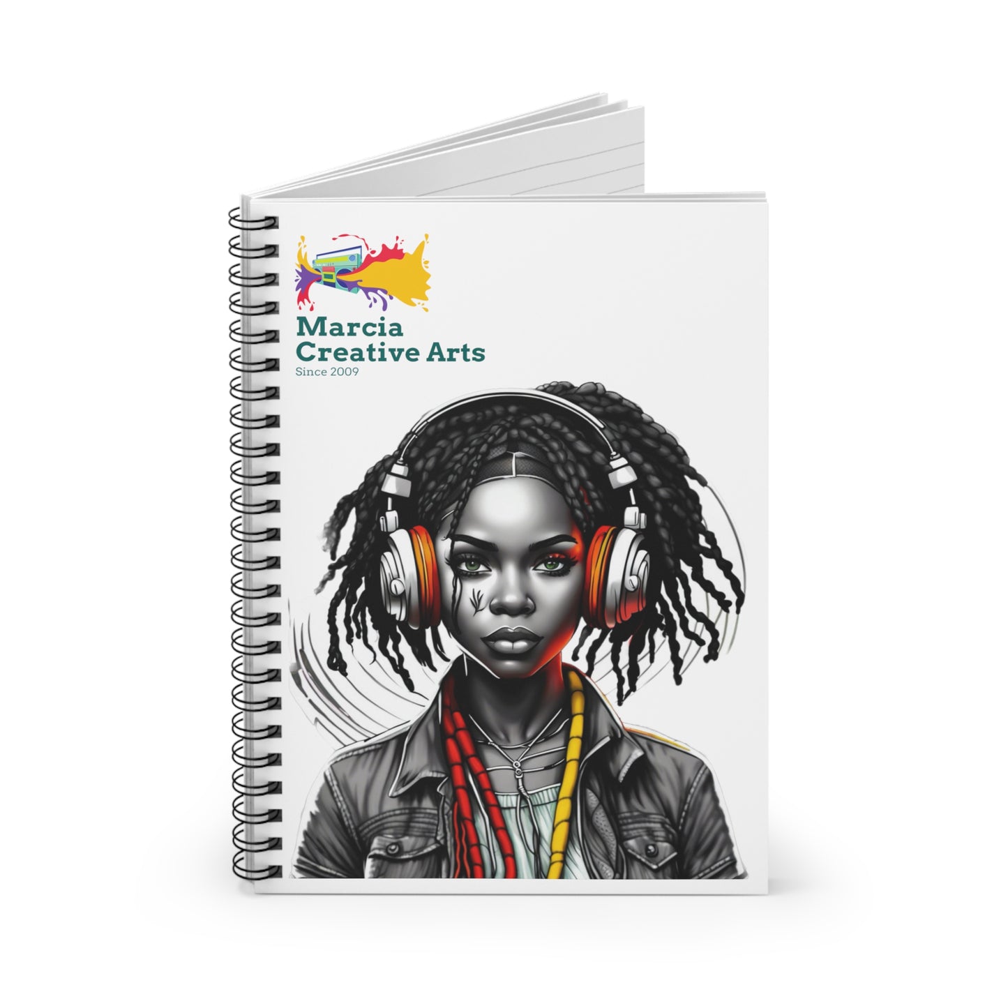 Spiral Notebook  Rasta Girl Cover Design - Ruled Line