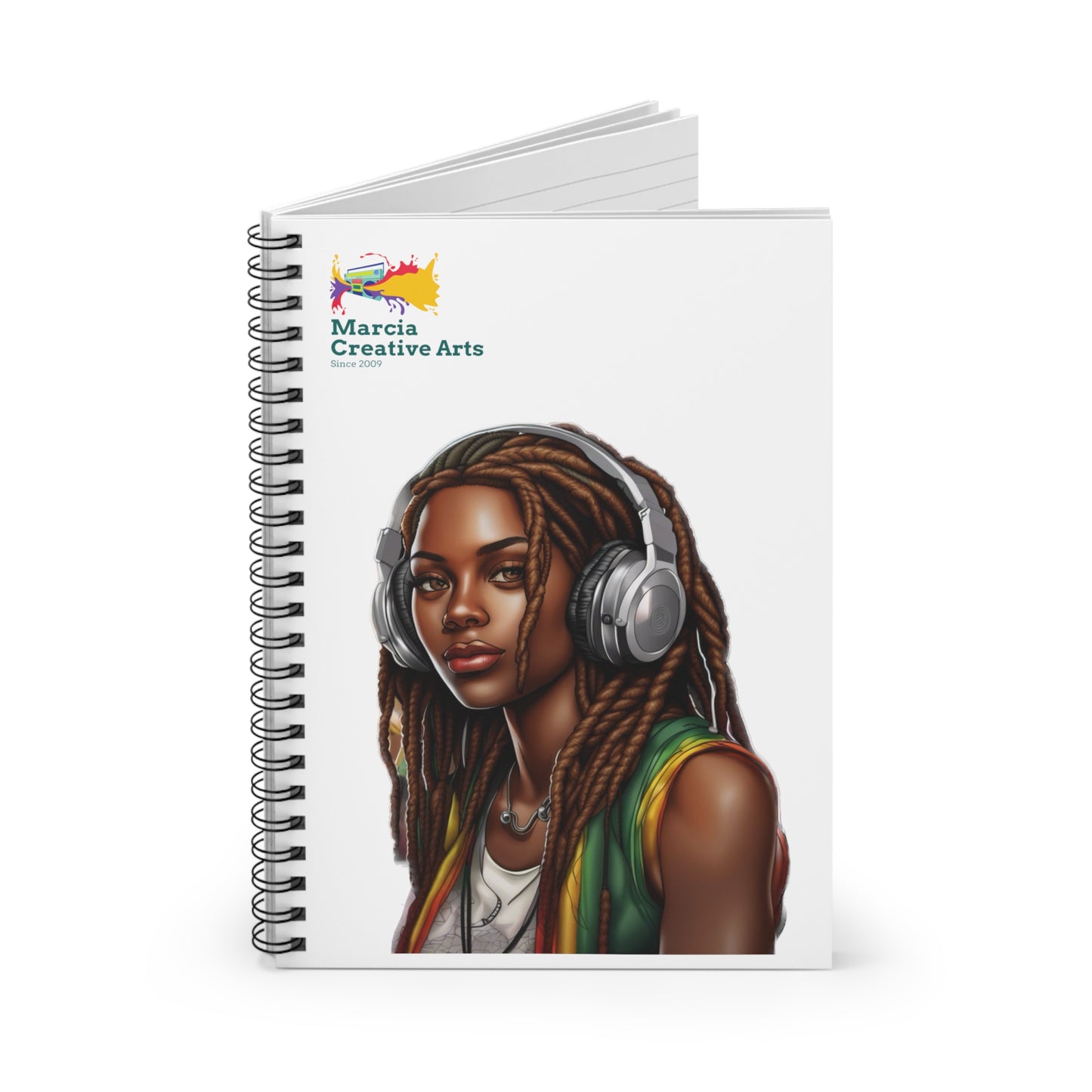 Spiral Notebook - Ruled Lines Young Rasta Woman Motif Design