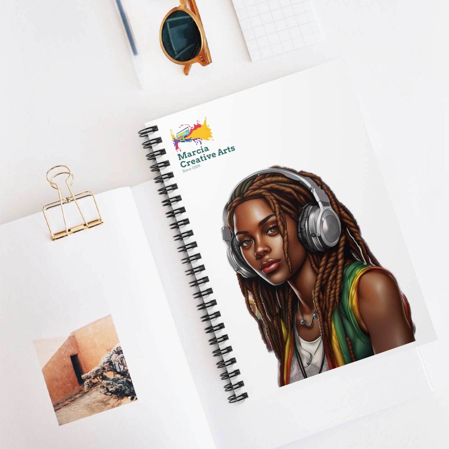 Spiral Notebook - Ruled Lines Young Rasta Woman Motif Design