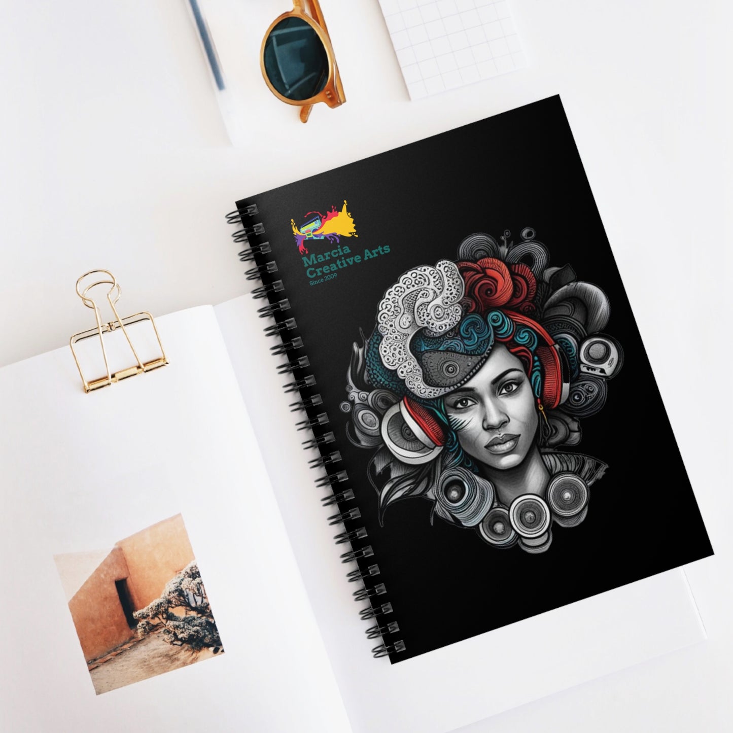 Spiral Notebook - Ruled Line Music Goddess Black Cover