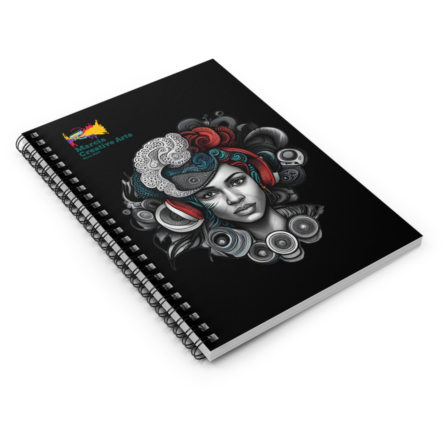 Spiral Notebook - Ruled Line Music Goddess Black Cover